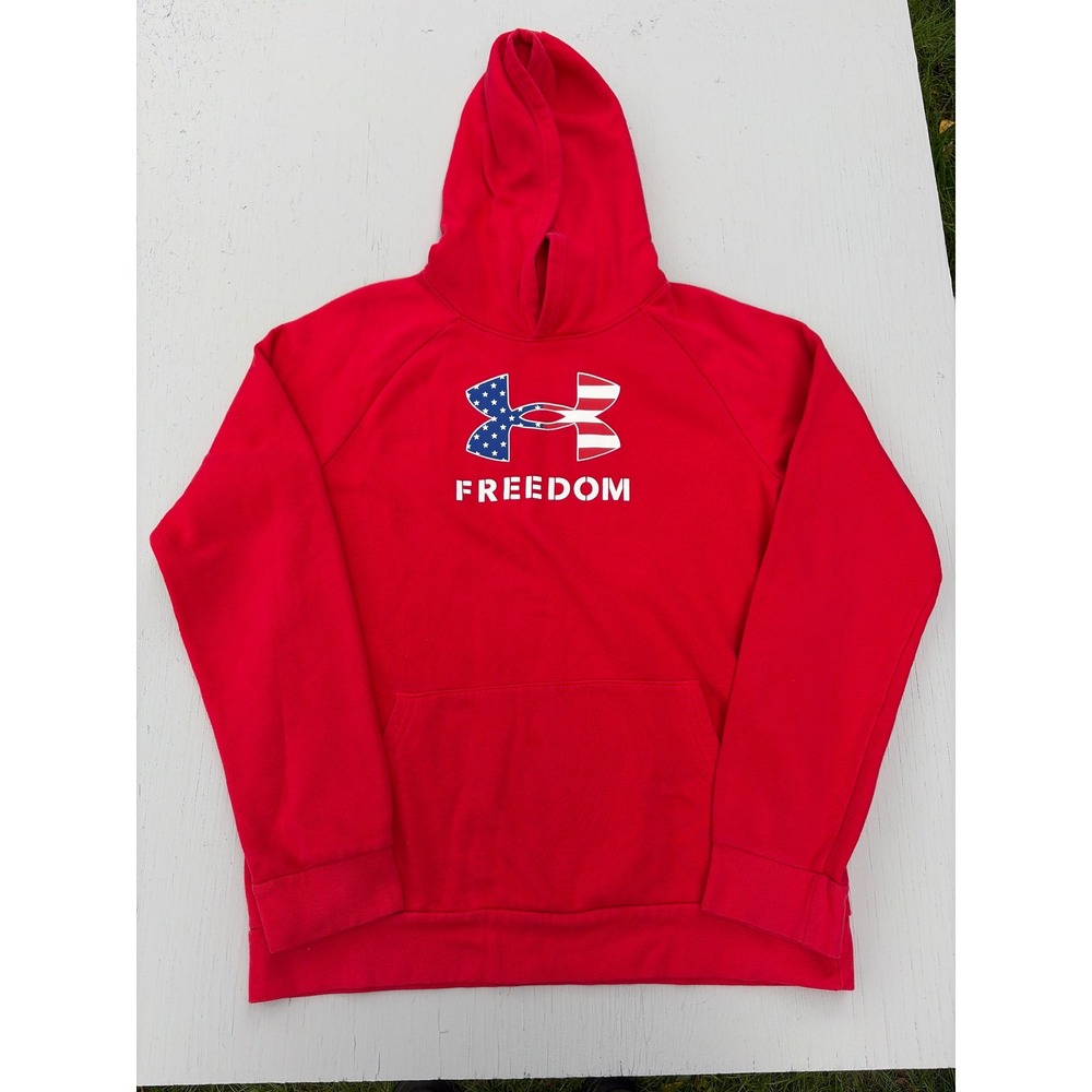 Under Armour Kids Red Freedom Logo Hoodie Sweatshirt YXL 1380851-600